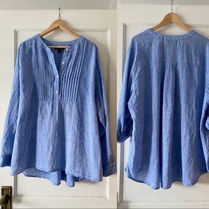 Lane Bryant Blue Linen Blend Blouse